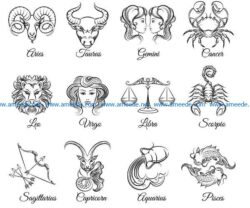 12 constellations file cdr and dxf free vector download for laser engraving machines