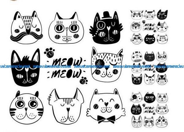 Cartoon cat face file cdr and dxf free vector download for print or laser engraving machines