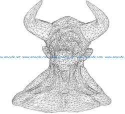 3D illusion led lamp Buffalo head free vector download for laser engraving machines