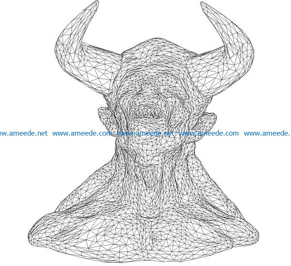 3D illusion led lamp Buffalo head free vector download for laser engraving machines