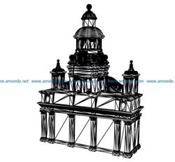 3D illusion led lamp Castle free vector download for laser engraving machines