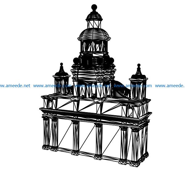 3D illusion led lamp Castle free vector download for laser engraving machines