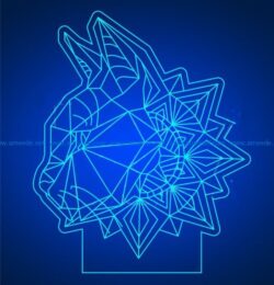 3D illusion led lamp Cat free vector download for laser engraving machines