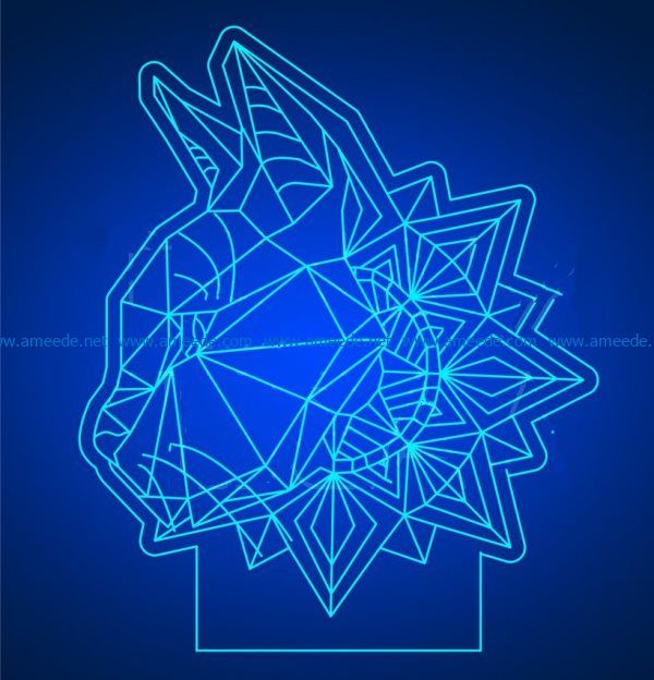 3D illusion led lamp Cat free vector download for laser engraving machines