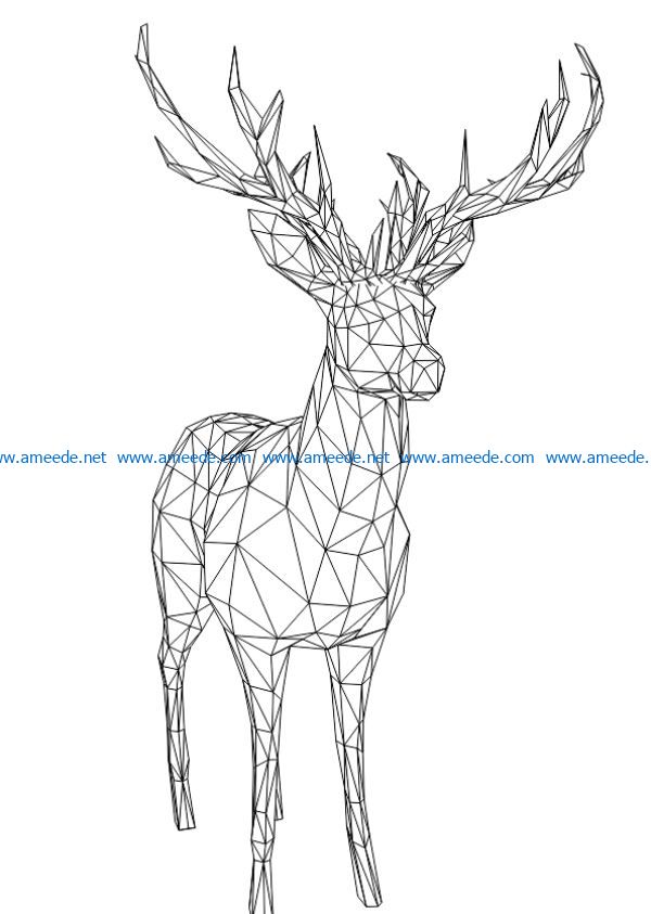 3D illusion led lamp Deer free vector download for laser engraving machines