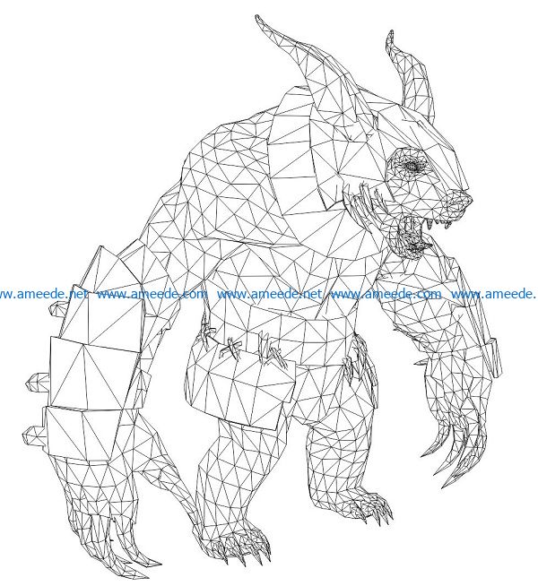 3D illusion led lamp Demon bear free vector download for laser engraving machines