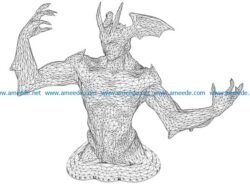 3D illusion led lamp Demon king body free vector download for laser engraving machines