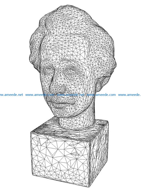 3D illusion led lamp Einstein Bust free vector download for laser engraving machines