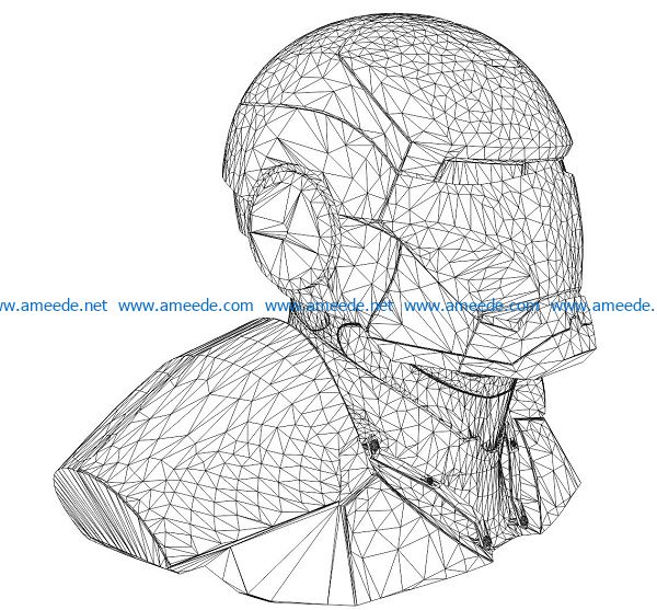 3D illusion led lamp Iron man head free vector download for laser engraving machines