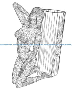 3D illusion led lamp Naked girl sitting free vector download for laser engraving machines
