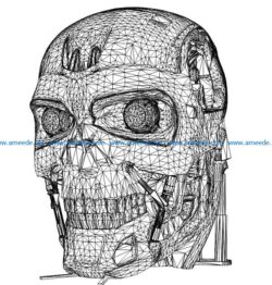 3D illusion led lamp Robot T-800  free vector download for laser engraving machines