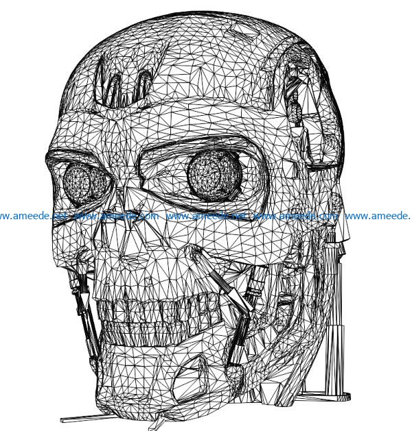 3D illusion led lamp Robot T-800 free vector download for laser engraving machines