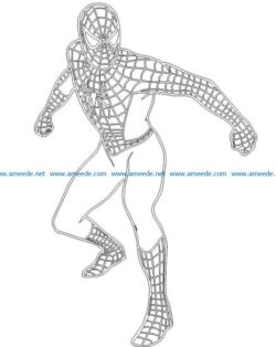 3D illusion led lamp Spiderman free vector download for laser engraving machines