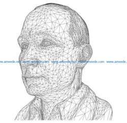 3D illusion led lamp Vladimir Putin stone statue free vector download for laser engraving machines