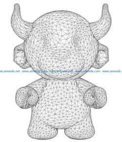 3D illusion led lamp baby buffalo free vector download for laser engraving machines