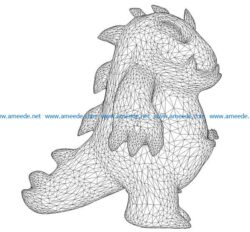 3D illusion led lamp baby dinosaur free vector download for laser engraving machines