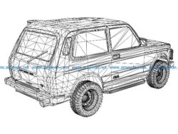3D illusion led lamp behind the Niva car free vector download for laser engraving machines