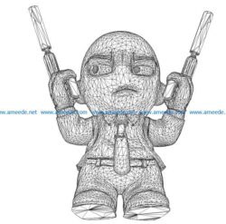 3D illusion led lamp boy with gun free vector download for laser engraving machines