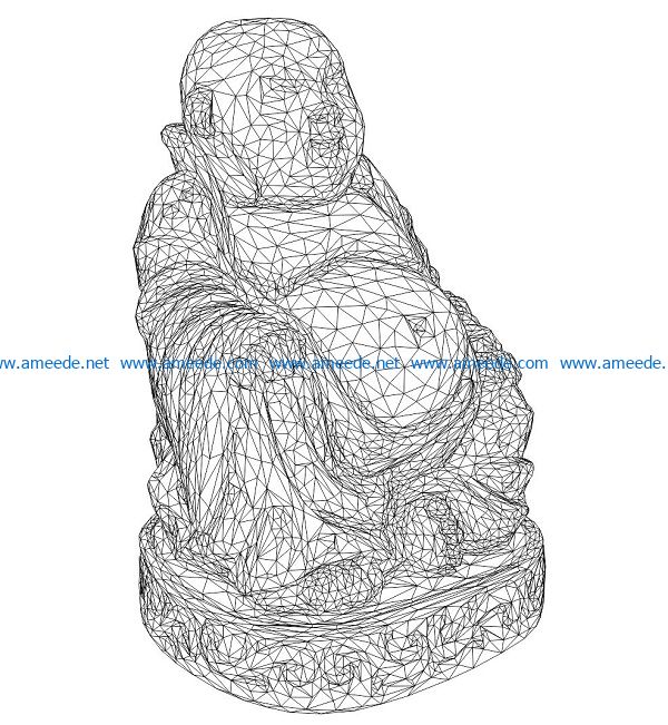 3D illusion led lamp buddha free vector download for laser engraving machines