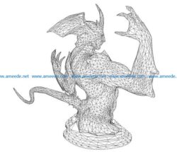3D illusion led lamp demon bat free vector download for laser engraving machines