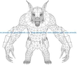 3D illusion led lamp demon wolf free vector download for laser engraving machines