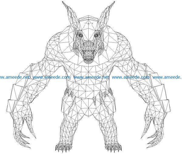 3D illusion led lamp demon wolf free vector download for laser engraving machines