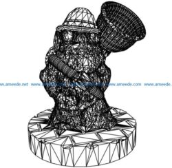 3D illusion led lamp  dwarf statue  free vector download for laser engraving machines