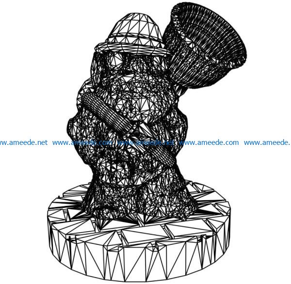 3D illusion led lamp dwarf statue free vector download for laser engraving machines