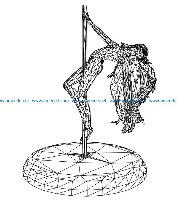 3D illusion led lamp girl swing pole free vector download for laser engraving machines