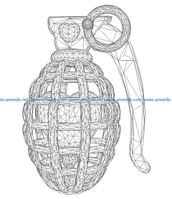 3D illusion led lamp grenade free vector download for laser engraving machines