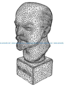 3D illusion led lamp lenin bust free vector download for laser engraving machines