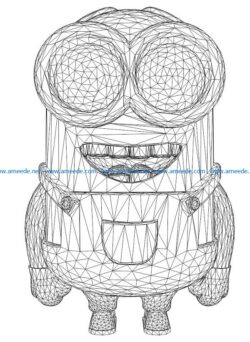 3D illusion led lamp minion troll free vector download for laser engraving machines