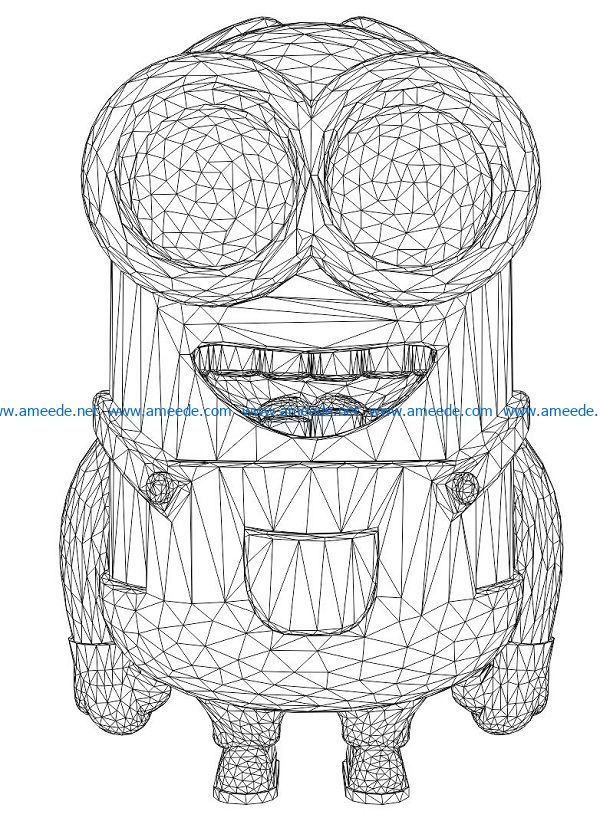 3D illusion led lamp minion troll free vector download for laser engraving machines