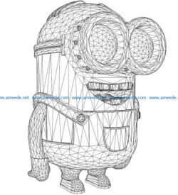 3D illusion led lamp minions free vector download for laser engraving machines