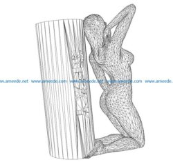 3D illusion led lamp naked girl free vector download for laser engraving machines