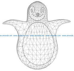 3D illusion led lamp penguin free vector download for laser engraving machines