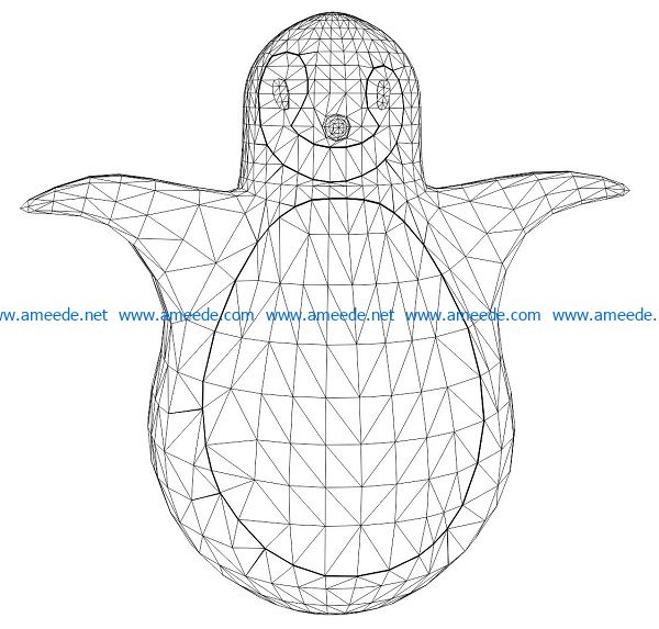 3D illusion led lamp penguin free vector download for laser engraving machines