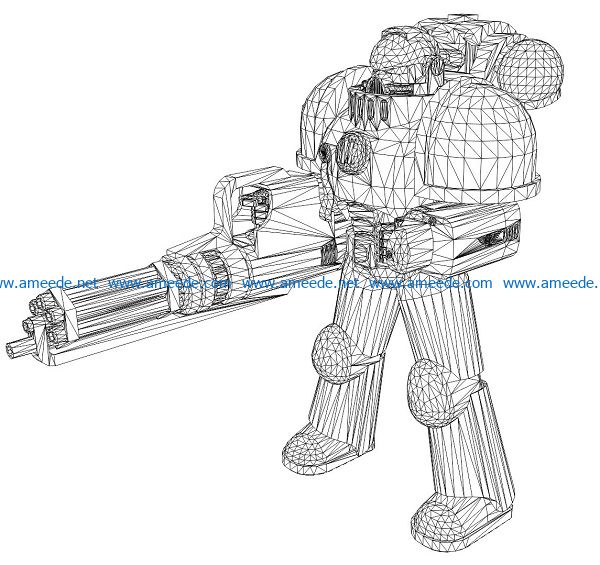 3D illusion led lamp robot with gun free vector download for laser engraving machines