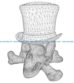 3D illusion led lamp skeleton wearing a hat free vector download for laser engraving machines