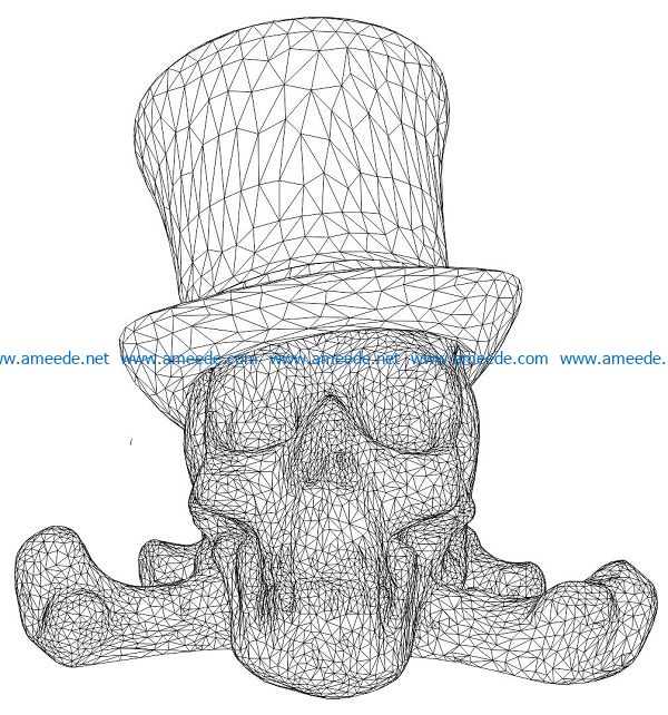 3D illusion led lamp skull wearing a hat free vector download for laser engraving machines