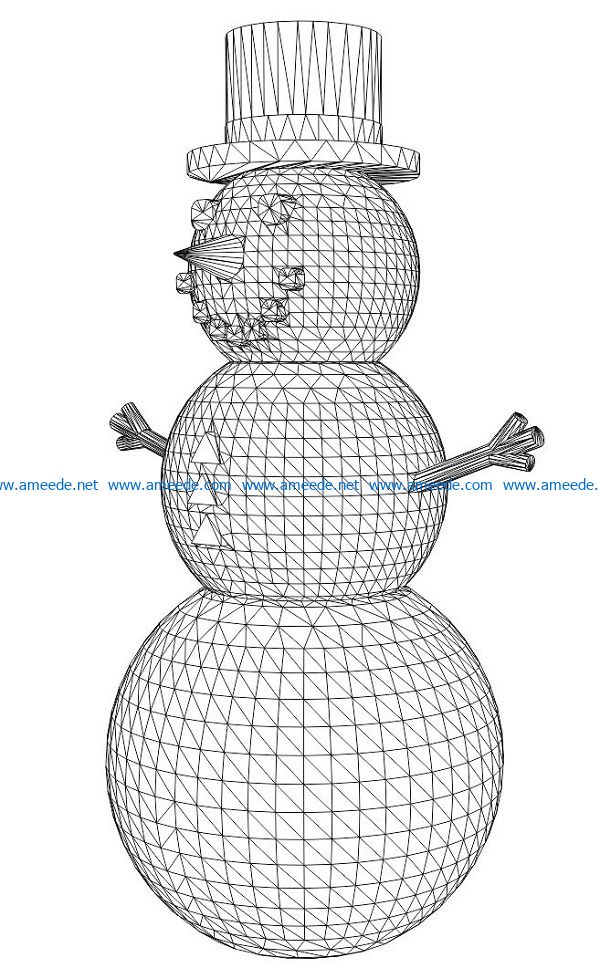 3D illusion led lamp snowman free vector download for laser engraving machines