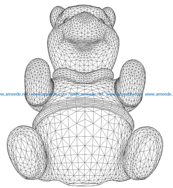 3D illusion led lamp teddy bear lies free vector download for laser engraving machines