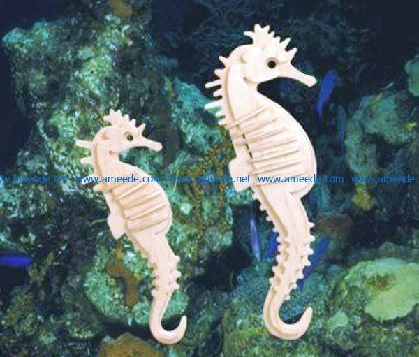 3D puzzle Sea Horse file cdr and dxf free vector download for Laser cut