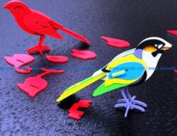 3D puzzle bird file cdr and dxf free vector download for Laser cut