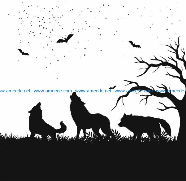 Download A picture of a wolf pack file cdr and dxf free vector ...