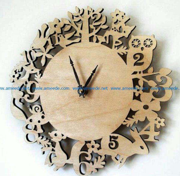 Animal wall clock file cdr and dxf free vector download for Laser cut