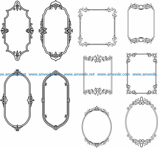 Beautifully decorated frame file cdr and dxf free vector download for Laser cut CNC