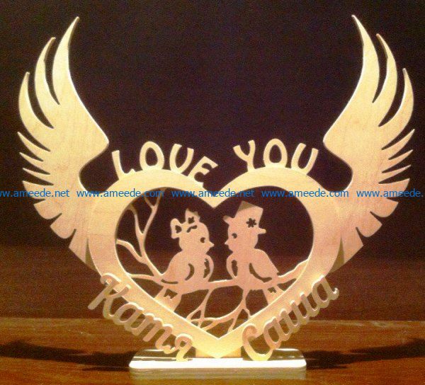 Bird in love file cdr and dxf free vector download for Laser cut