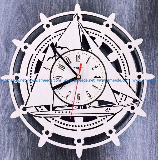 Boat wall clock file cdr and dxf free vector download for Laser cut