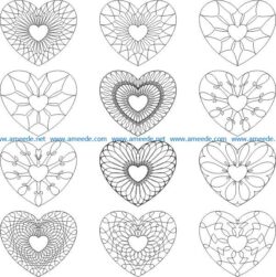 Carved heart pattern file cdr and dxf free vector download for print or laser engraving machines